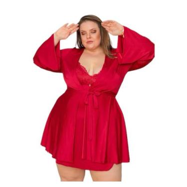 Imagem de Robe Roby Feminino Plus Size- Manga Longa em Liganete - Ousadia Linger