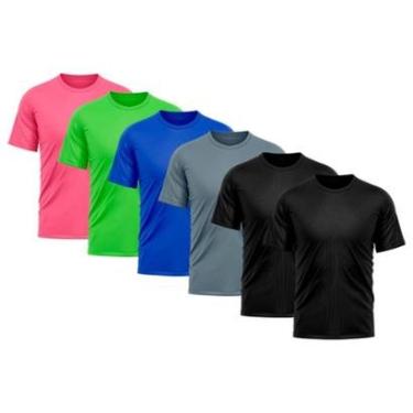Imagem de Kit 6 Camiseta Masculina Dry Proteção Solar UV Básica Lisa Treino Academia Camisa Camisetas-Masculino
