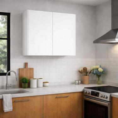 Imagem de Armário Aéreo Suíça 2 Portas Cozinha Branco Nature Off White Cor:Branc