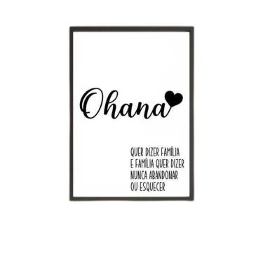 Imagem de Quadro Ohana - Quer Dizer Família 60X40Cm Moldura Preta