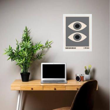 Imagem de Quadro Decorativo Bauhaus Olhos Cinza 45X34Cm - Com Vidro