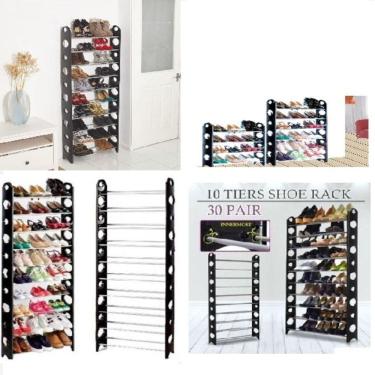 Imagem de Sapateira 30 Pares Organizador Modular 10 Prateleiras Para 60 Sapatos