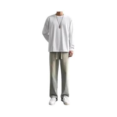 Imagem de Calças Jeans Longas Casuais Masculinas Estilo Coreano, Jeans Reto De P