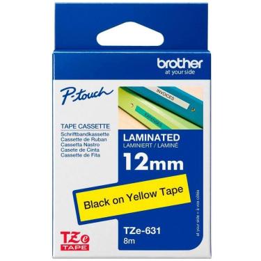 Imagem de Fita Rotulador 12mm para P-Touch TZE131 Amarelo/Preto, BROTHER