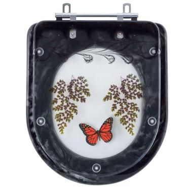 Imagem de Acento Sanitário Deca Carrara Preto com Borboleta Vermelha