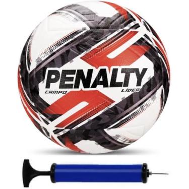 Imagem de Bola Campo Penalty Lider de Futebol Oficial + Bomba de Ar, Vermelho
