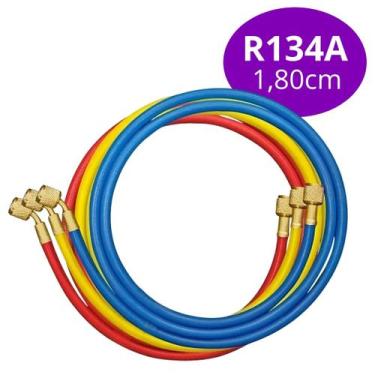 Imagem de Kit 3 Mangueirax Manifold Vrx 1,8m Gás R134a Alta Pressão