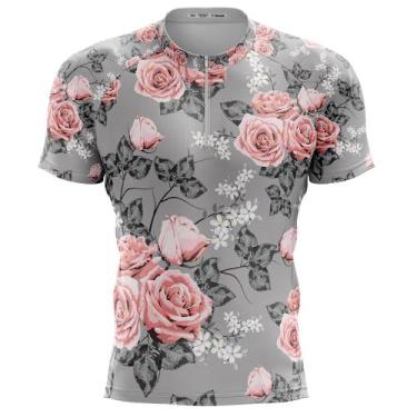 Imagem de Camisa Ciclismo Rosas Exóticas Curta Dry Fit Bike Mtb - - Decole, Cinz