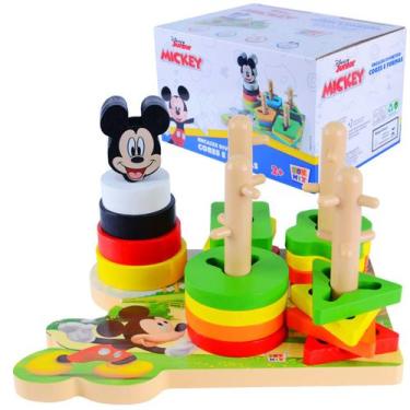 Imagem de Brinquedo Didatico Disney Mickey Grande Encaixe Formas Cores, Colorido