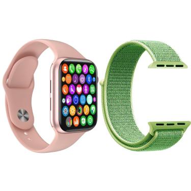 Imagem de Kit Smartwatch Iwo8 Lite Plus Rosa + Pulseira Verde