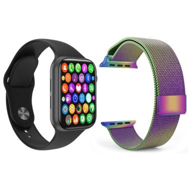 Imagem de Kit Smartwatch Iwo8 Lite Plus Preto + Pulseira Arco íris