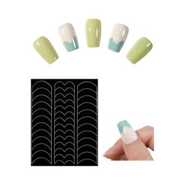 Imagem de Adesivos De Unha Francesa Vazados Em V Com 6 Estilos, Guias Autoadesiv