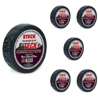 Imagem de 6 Fita Isolante Preta Steck 20 Metros 700V 0.13mm SFT1320