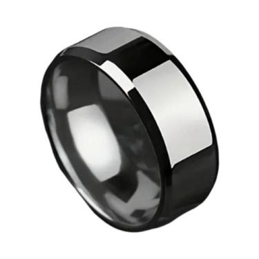 Imagem de Anel de aço inoxidável clássico preto dourado prateado brilhante anéis