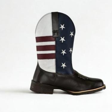 Imagem de Bota Masculina Texana Couro Bordada Cowboy Country Conforto-Masculino