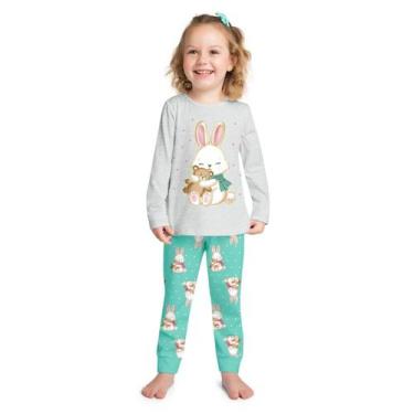 Imagem de Pijama Infantil Menina Blusa Manga Longa e Calça Meia Malha Confortáve