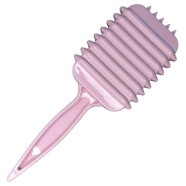 Imagem de Escova Cabelo Raquete Modeladora Fitagem Cachos Rosa Claro - RIKABUNI