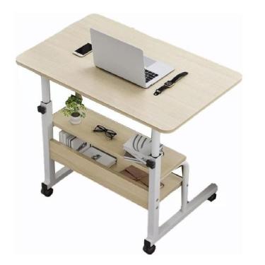Imagem de Mesa Escrivaninha Notebook Estudos Ajustável Mesinha Com 2 Prateleiras