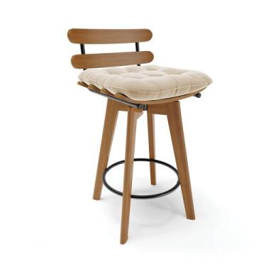 Imagem de Banqueta Giratória Costela Suede Base Madeira MA70 M11- D'Rossi - D Ro