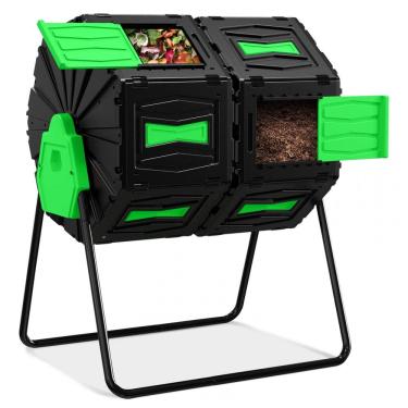 Imagem de Composteira Rotativa Marcytop Verde Dupla Câmara 170 L, Estrutura em Aço, Polipropileno Resistente – Uso Externo