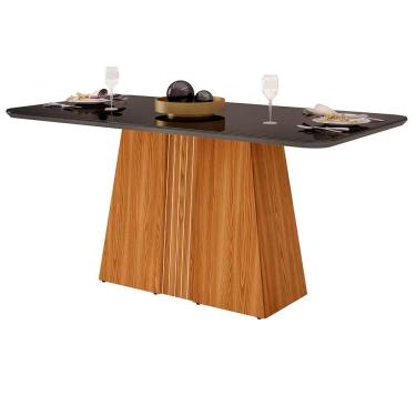 Imagem de Mesa de Jantar Raquel 6 Lugares Retangular MDF e Vidro 80,6 X 170 X 90CM Ginger-preto
