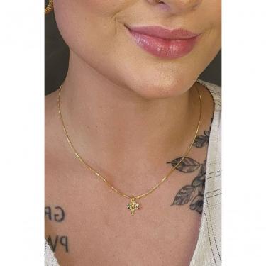 Imagem de Choker Floratta Joias Árvore da Vida Colorida Banhado em Ouro 18k 36,5CM Dourado Feminino