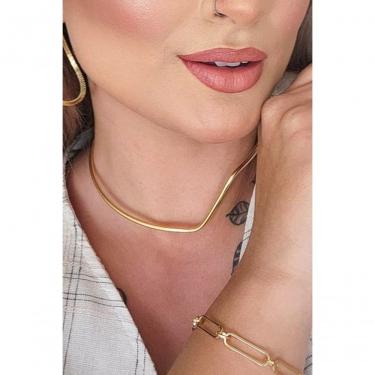 Imagem de Choker Floratta Joias Aro Torneado Banhado em Ouro 18K com Corrente 34CM Dourado Feminino