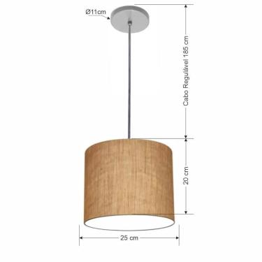 Imagem de Luminária Pendente Free Lux Md-4107 com Cúpula em Tecido 25X20CM Fio Ajustável Cinza Vivare Brasil