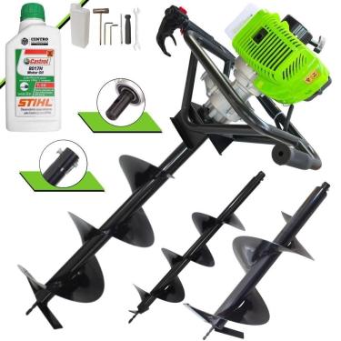 Imagem de Perfurador de Solo MPS52 a Gasolina 2T 52CC 1,8HP com Brocas 80x20 80x25 80x30 Menegotti