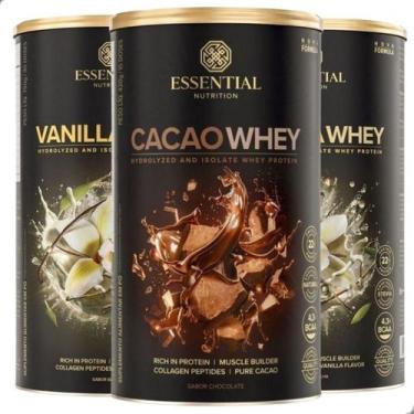 Imagem de Kit 3 Whey Protein Cacau/baunilha 900g Essential Nutrition