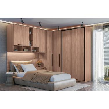 Imagem de Quarto Modulado Completo Santos Andirá Toledo 100% MDF Wood com LED e Painel TV