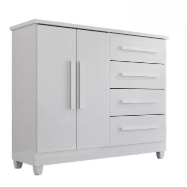 Imagem de Cômoda 2 Portas 4 Gavetas Madri Com Sapateira - Tudo de Móveis, Branco
