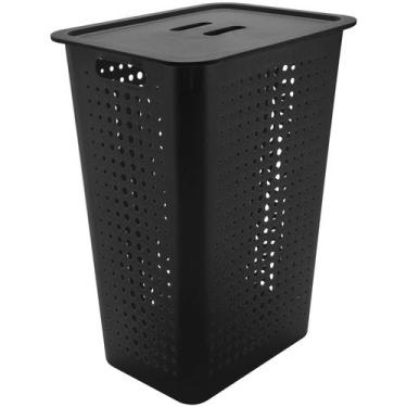 Imagem de Cesta de roupas Ou 47L com tampa, Preto