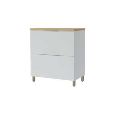 Imagem de Armário de Cozinha Modulado Balcão Marquesa 1 Porta e 1 Gaveta c/ Tampo 80cm Branca/Nat...