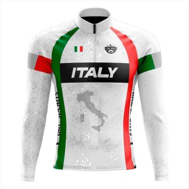 Imagem de Camisa Ciclismo Masculina Manga Longa Italia Cinza Modelo 26-Masculino