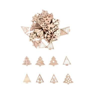 Imagem de Enfeites De Natal De Madeira Natural Com Tema De Papai Noel E Floco De