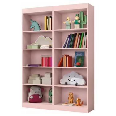 Imagem de Kit 2 Estantes Livreiro Office Multiuso 8 Prateleiras Rose J&A