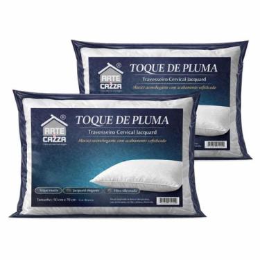 Imagem de kit 2 Travesseiro Pluma de Ganso Cervical Confortável Antialérgico Jac