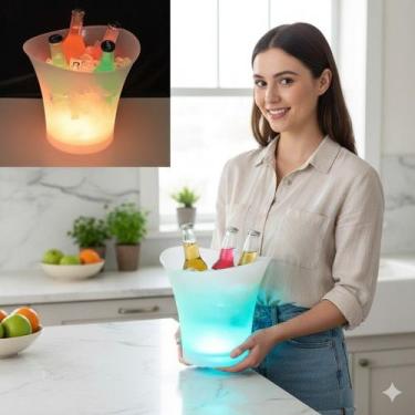 Imagem de Balde Bebidas LED Cooler Caixa Som Festa Churrasco Bar Reunião Ilumina