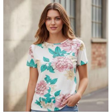 Imagem de Blusa Feminina Viscolycra Várias Estampas P Ao Xgg Malwee, Palha, GG