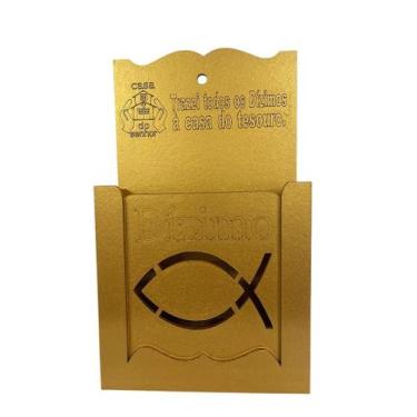 Imagem de Porta Envelope Para Dízimo e Ofertas MDF Dourado - 23x13x6 cm - no-bra