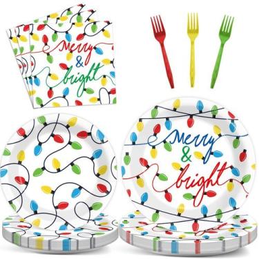 Imagem de Conjunto de talheres de festa ZOIIWA Merry Christmas 96 unidades com l