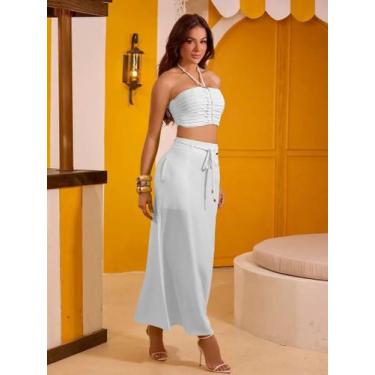 Imagem de Conjunto Saia Longa e Cropped Elegante Empório PitBull 93160 COR:OFF W