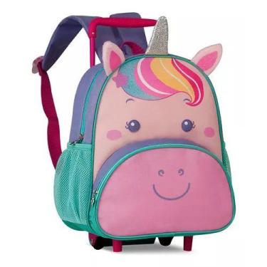 Imagem de Mochila bolsa infantil Com Rodinhas bichinhos creche menina pequena mi