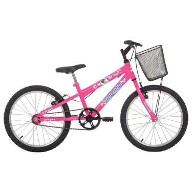 Imagem de Bicicleta Aro 20 Sweet Girl Infantil V-Brake com Cesta Frontal Rosa Chicle Mormaii