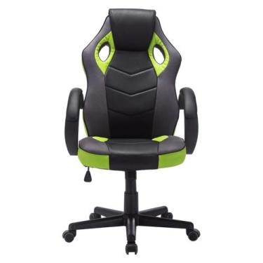 Imagem de Cadeira Gamer Giratória Confortável Preto e Verde - Trevalla