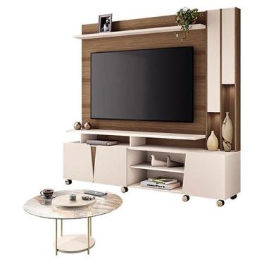 Imagem de Estante Home Theater Virtus Castanho Off White com Mesa de Centro Sky 