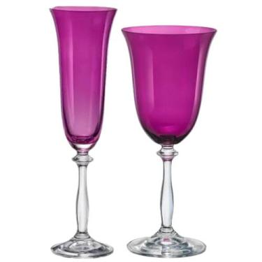 Imagem de Taças Cristal Angela Violeta Champanhe e Agua 12un Bohemia