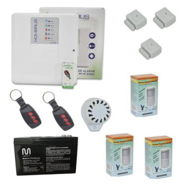 Imagem de Kit Alarme central WI-FI 6 sensores s fio Hombrus c bateria