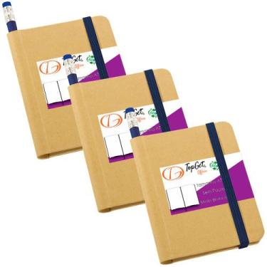 Imagem de Kit 3x Mini Cadernetas 7x11cm 70 Folhas Sem Pauta Eco Begônia TopGet, 